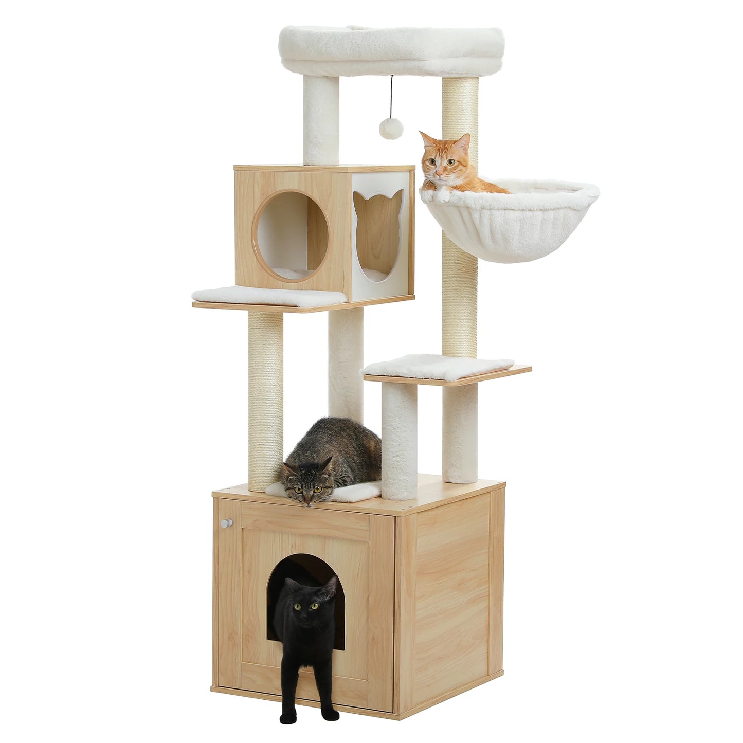 PAWZ Road Wood Cat Tree with Storage Cabinet Tower