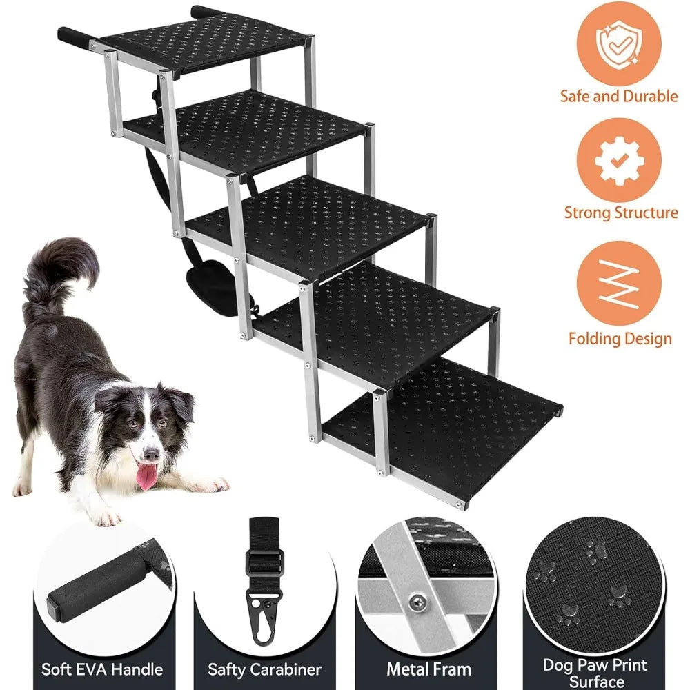 Portable Dog Ramps For Large Dogs Non Slip Steps 200 Lbs