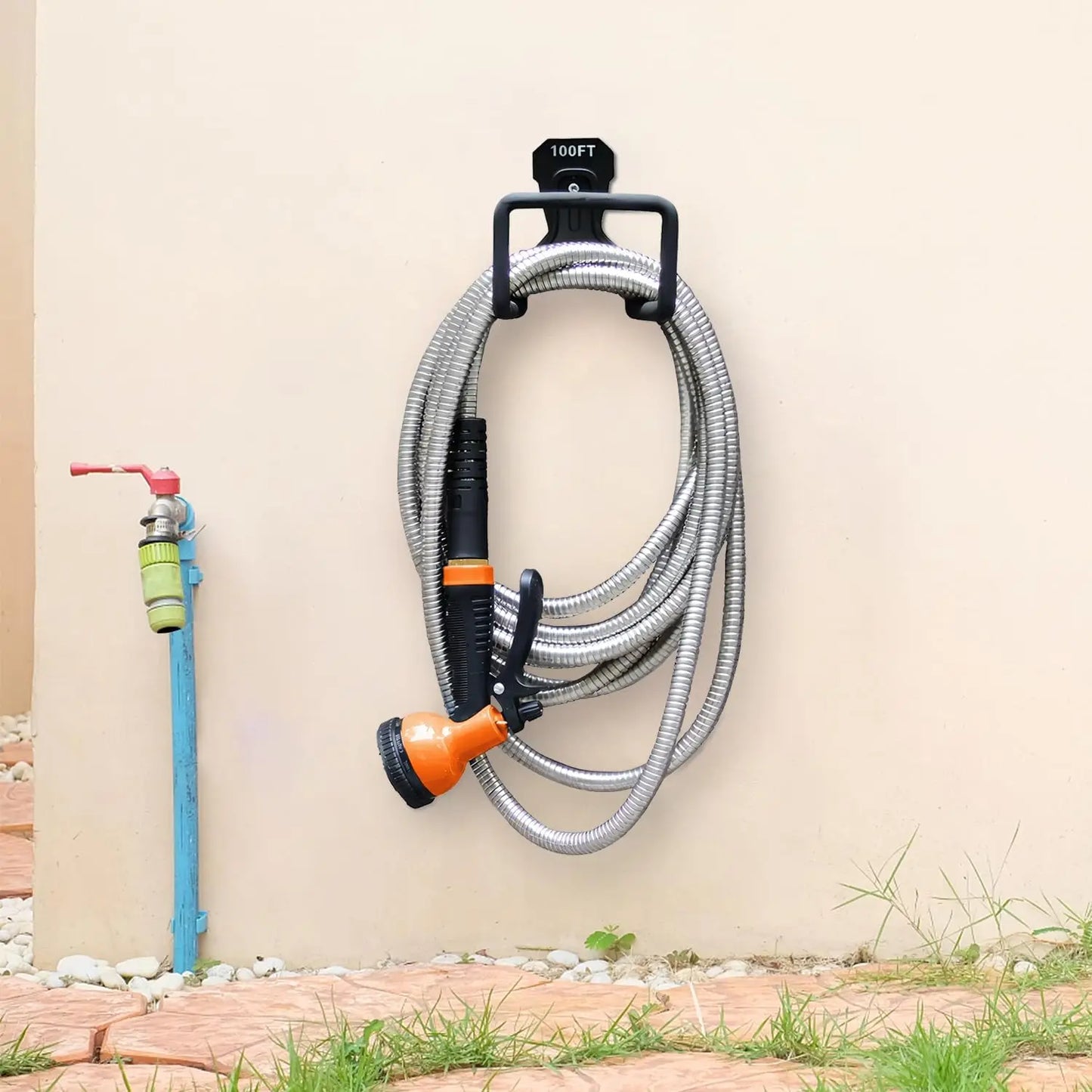 Garden Hose Stainless Steel Water Hose with 10 Functions Nozzle