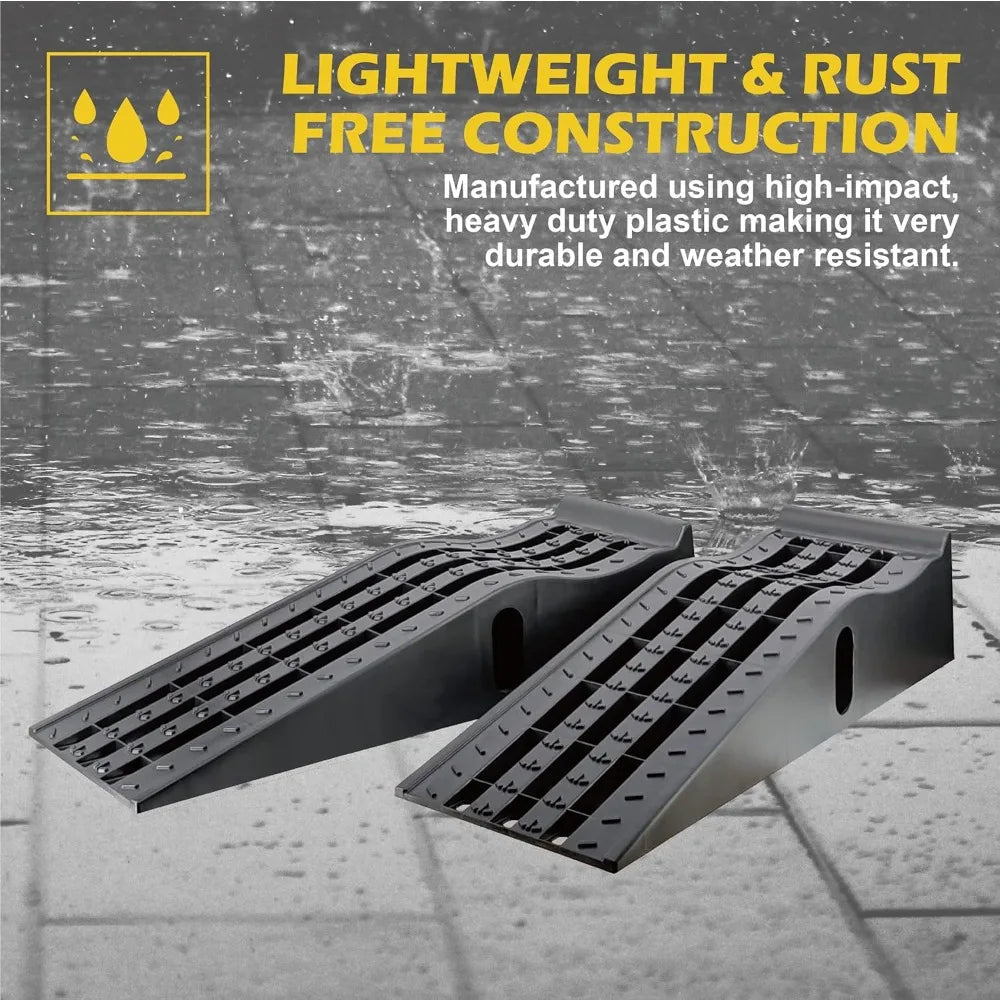 2 Pack Heavy Duty Lift Car Ramps 13000 Lb GVW Deep Grooved