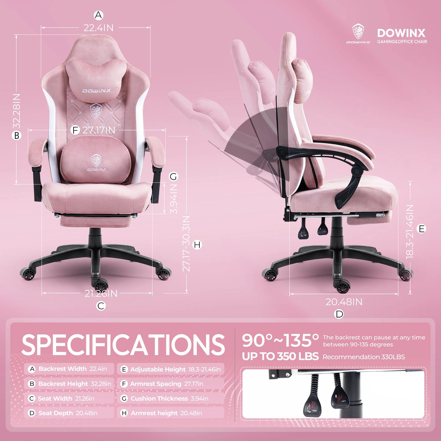 Dowinx Heated Massage Gaming Chair With Lumbar Support