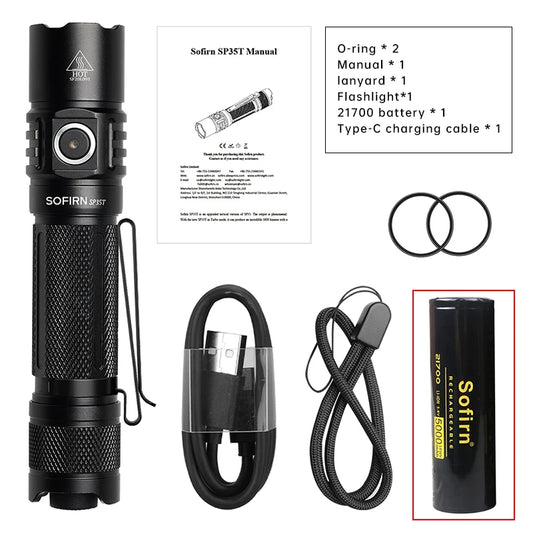 Sofirn SP35T 3800lm Tactical Flashlight USB C Rechargeable Torch