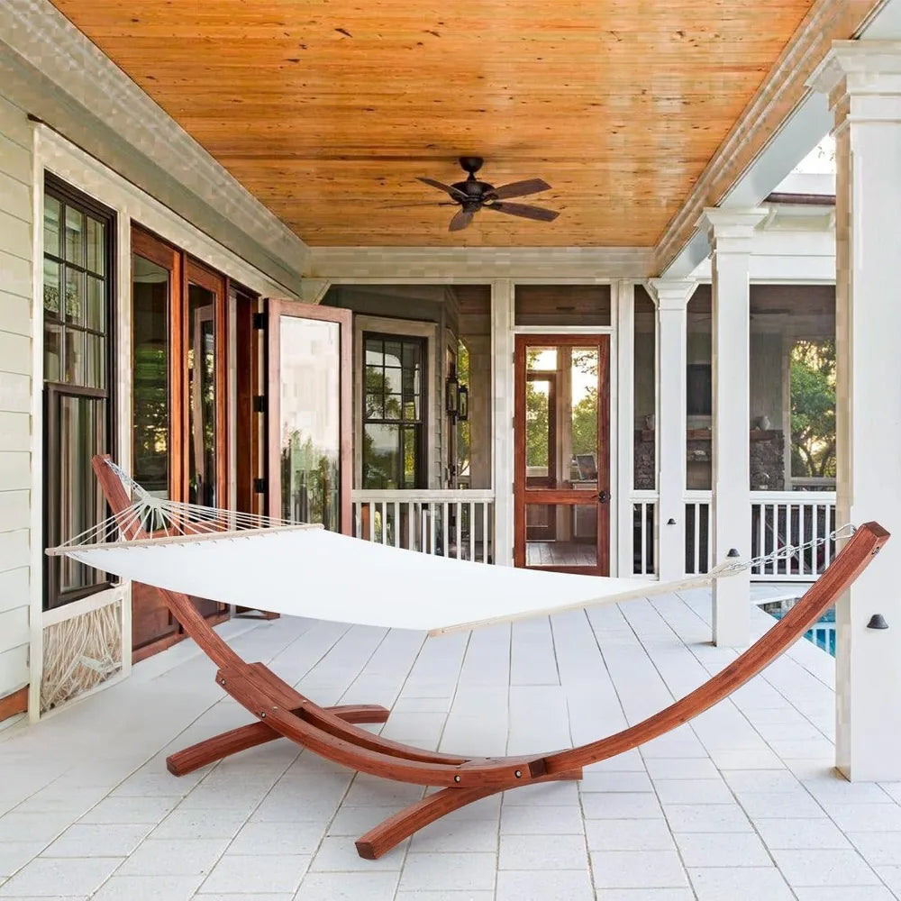 12 FT Wooden Hammock with Stand for Single Person, Weather-Resistant, Certified Sustainable Hammock Bed for Backyard, Balcony,