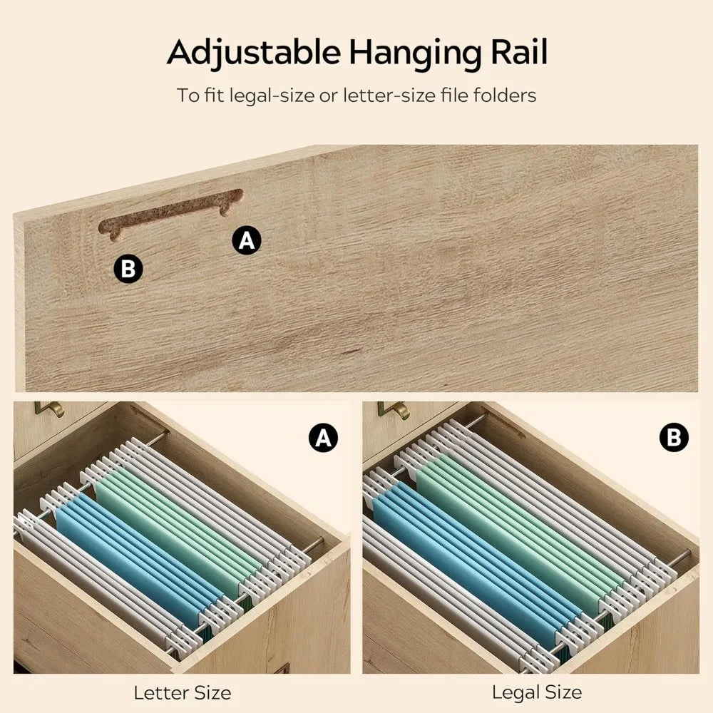 HUANZHUANG Modern Executive Desk With File Drawers And Charging