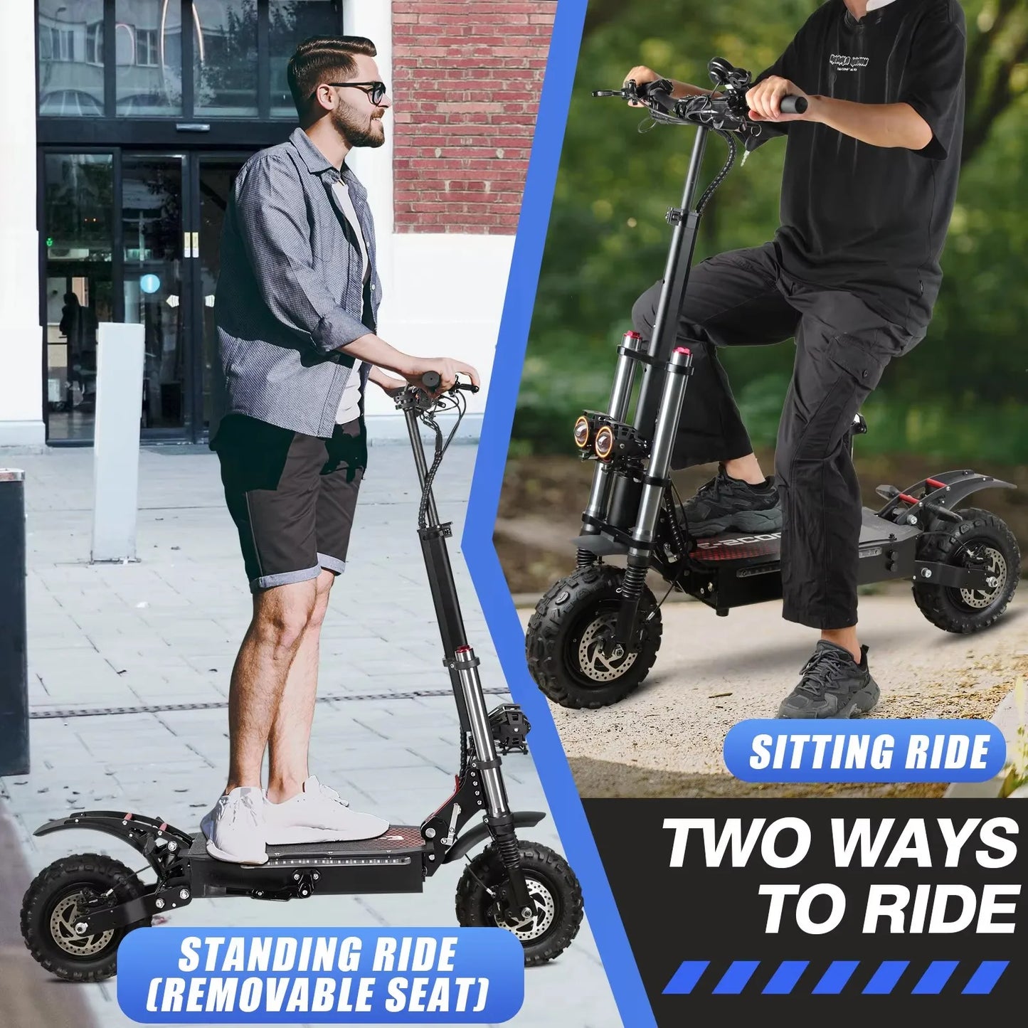 6000W High Power Foldable Electric Scooter 60V 38Ah