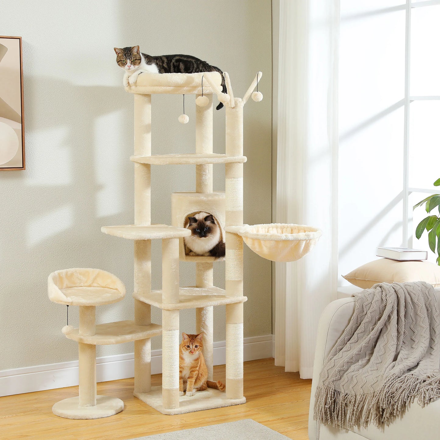 PETEPELACN Cactus Tall Cat Tree Multi Level Cat Tower