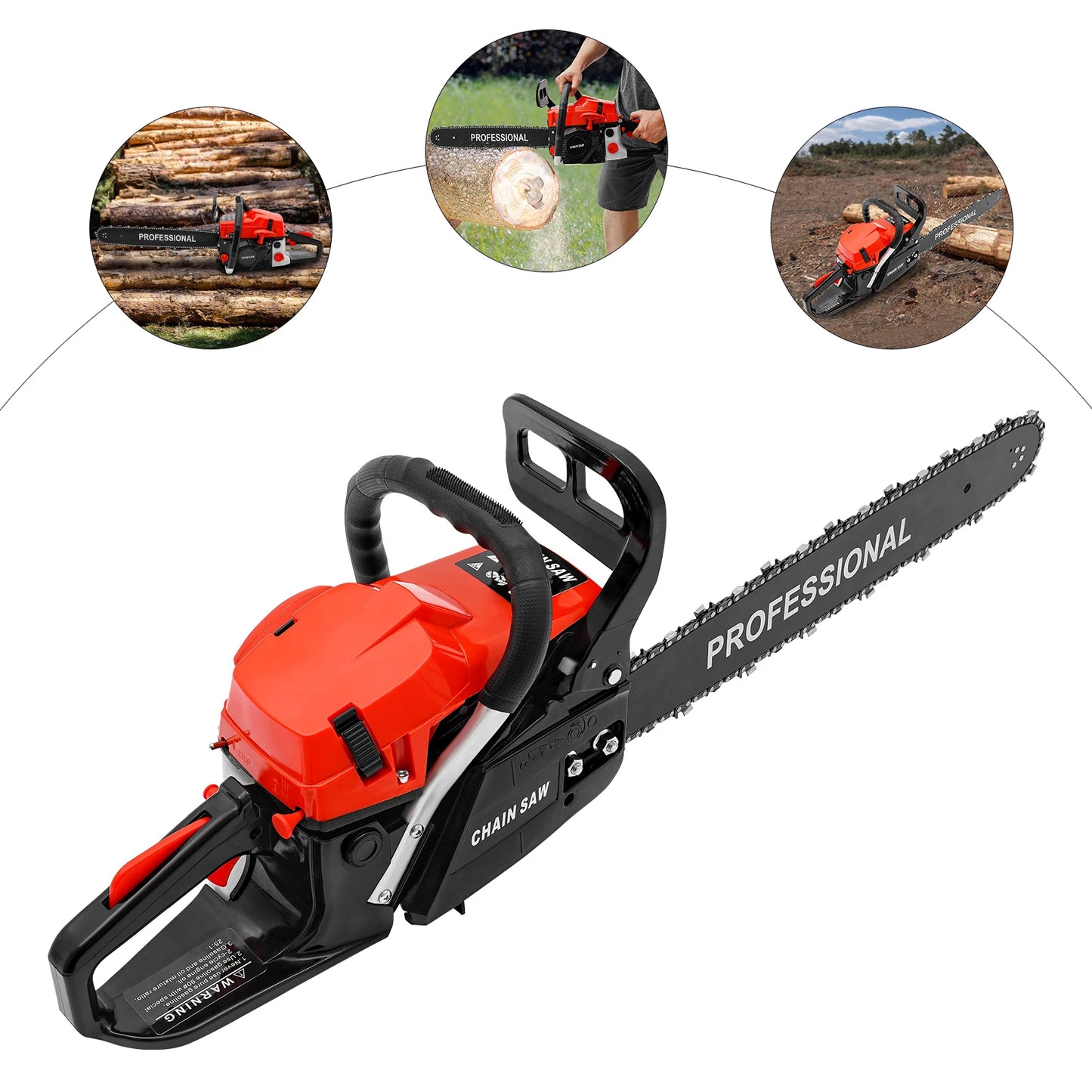 20In Petrol Chainsaw 2 Stroke Single Cylinder Air-cooled 2KW Handheld Petrol Gasoline Chain Saws