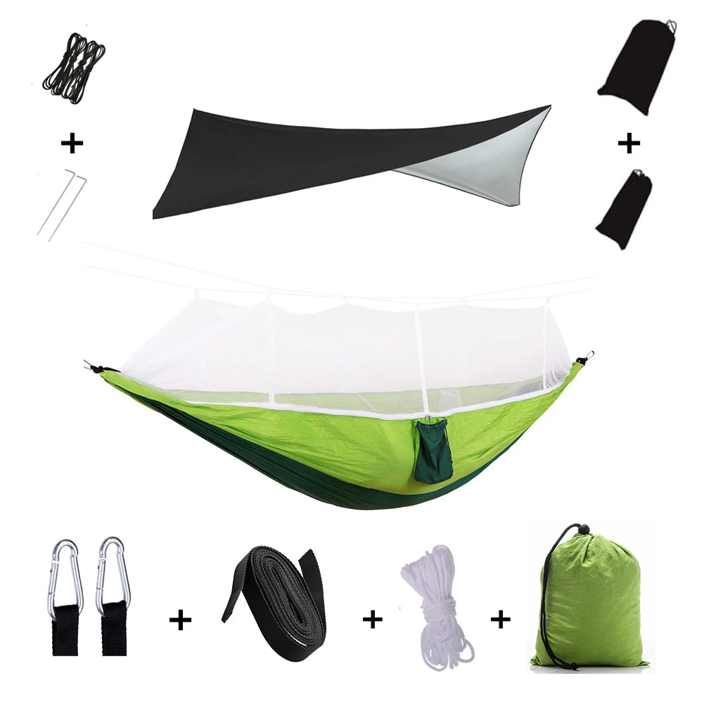Anti Outdoor Camping Hammock With Mosquito Net And Rain Tent Equipment Shelters Camp Bed Survival Portable Hammock
