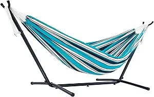 Double Sunbrella Hammock with Space Saving Steel Stand, 450 lb Capacity - Premium Carry Bag Included (Token Surfside)
