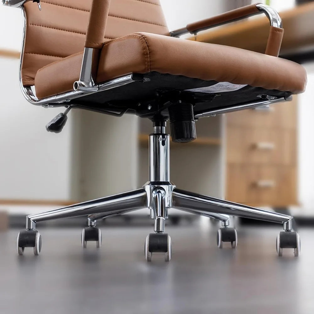 Ribbed Modern Leather Office Chairs Ergonomic High Back