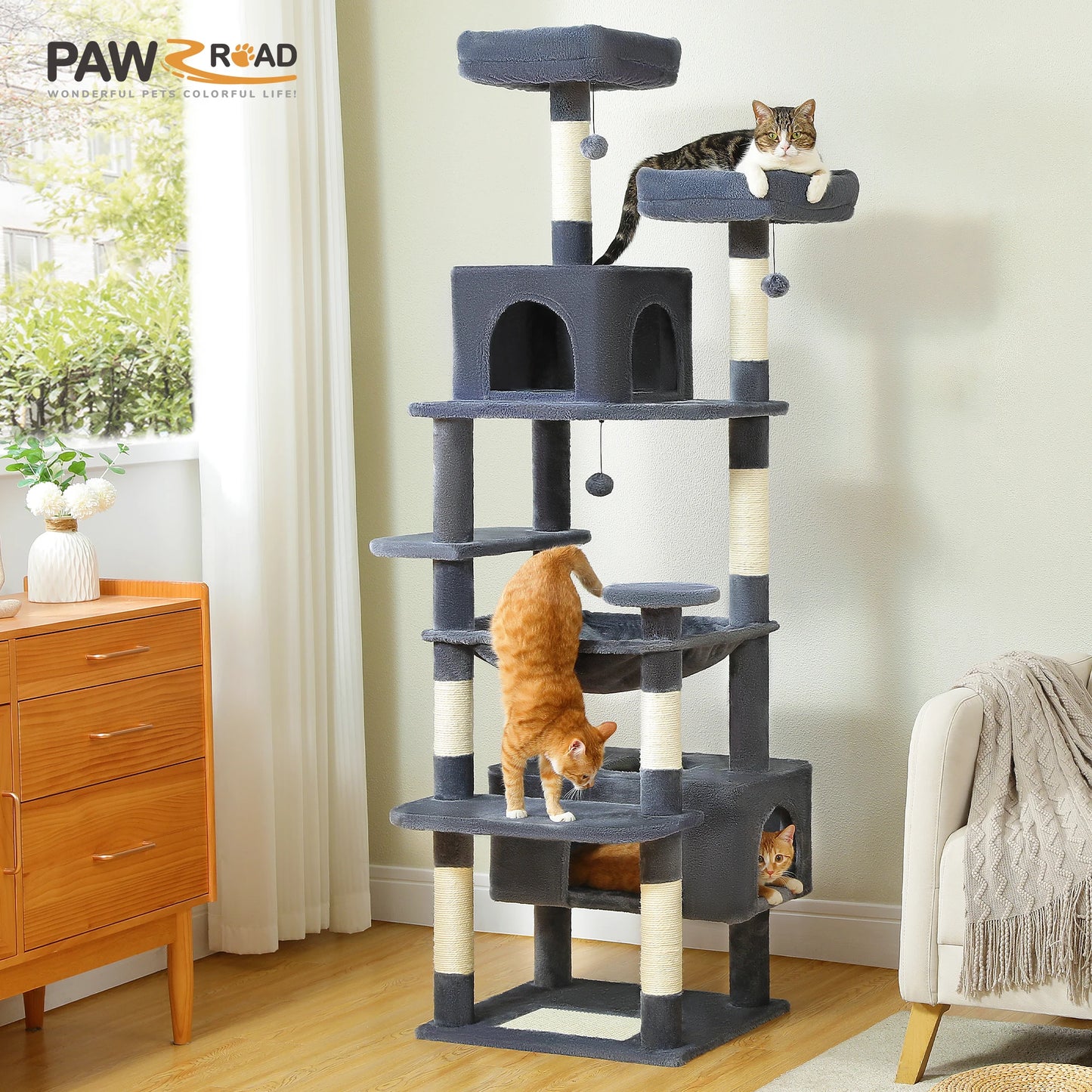 PAWZ Road Exquisite Large Cat Tree Indoor Five-Tiered Tower