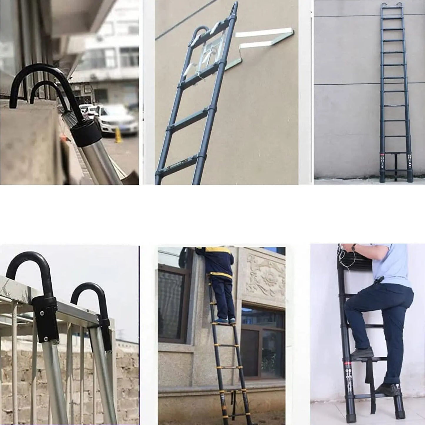 DayPlus Aluminum Telescopic Ladder With Hooks For Roof