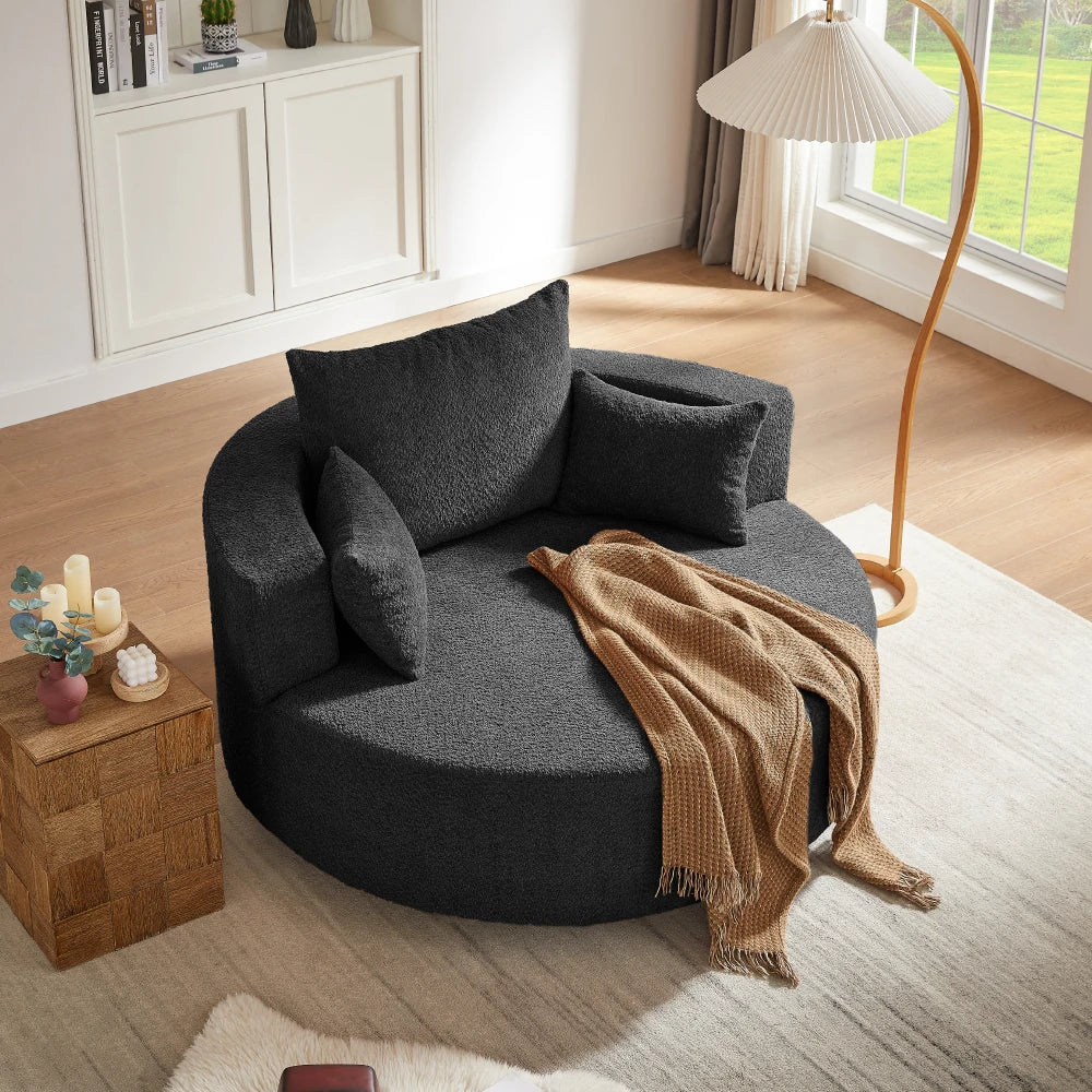 Filler 360 Degree Swivel Barrel Chair With Pillows Included