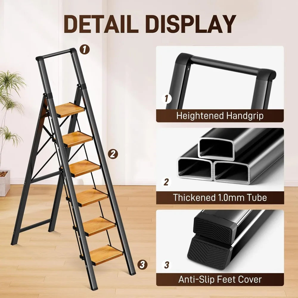 Aluminum Folding Step Ladder With Anti Slip Wide Pedals