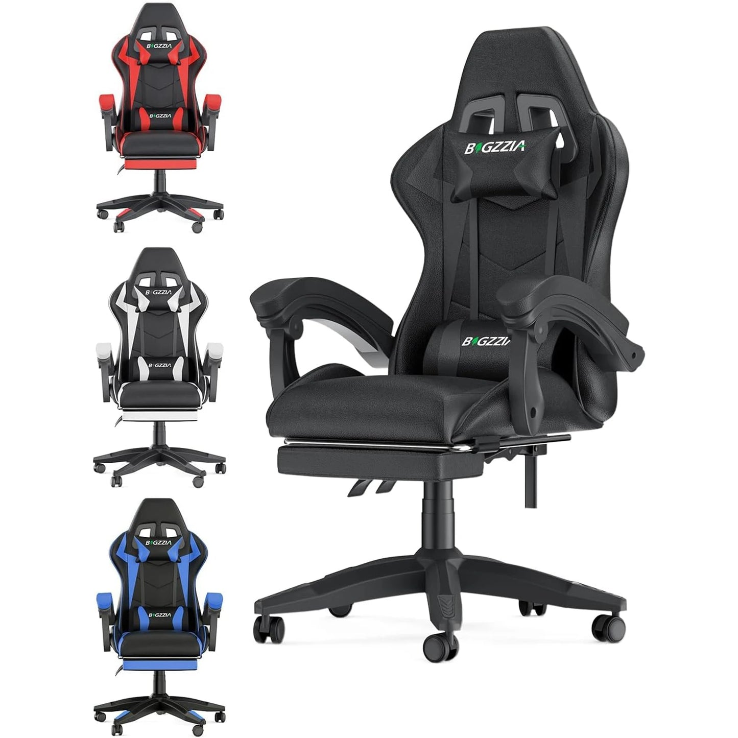 Bigzzia Ergonomic Gaming Chair With Footrest Lumbar