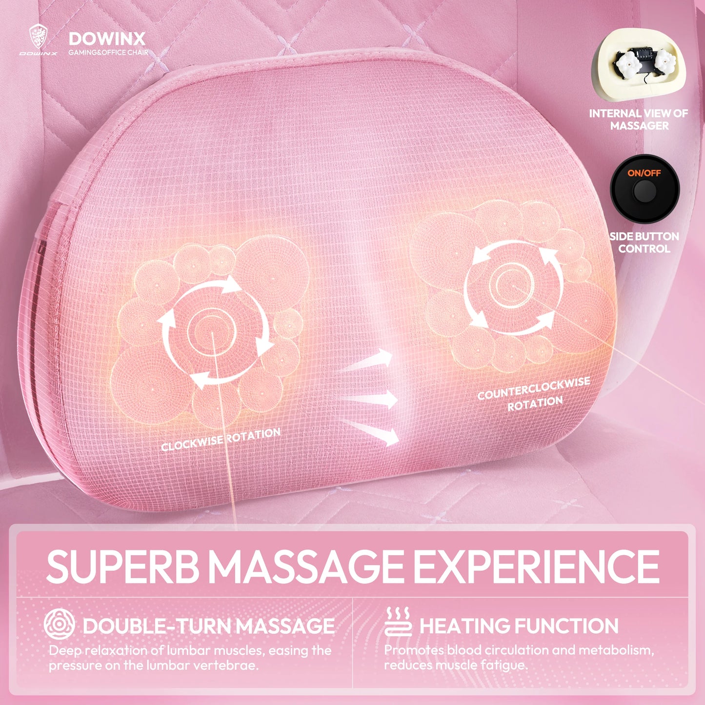 Dowinx Heated Massage Gaming Chair With Lumbar Support
