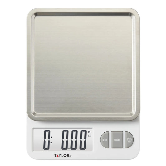 11lb Digital Kitchen Scale and Food Scale with Removable Stainless Steel Tray Cooking, Baking, Meal Prepping White