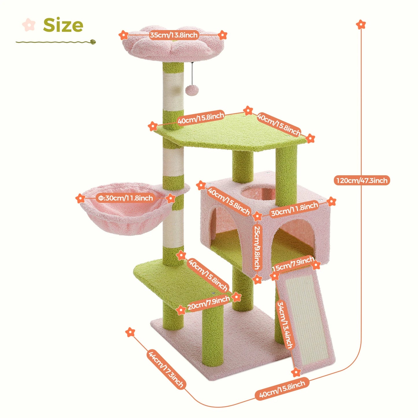 PEQULTICN Flower Cat Tree FourTier Cat Tower Indoor Condo