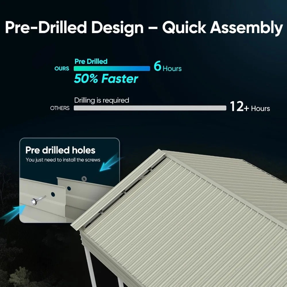 Heavy Duty Vertical Roof Metal Carport All Weather Shelter