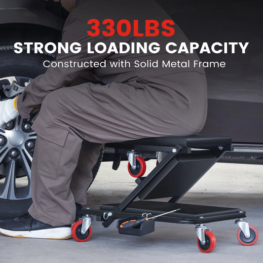 Auto Maintenance Work Bench Chair Rolling Mechanic Creeper Seat 36 Inch Z-Creeper with 330 Pounds Capacity for Garage and Auto Repair