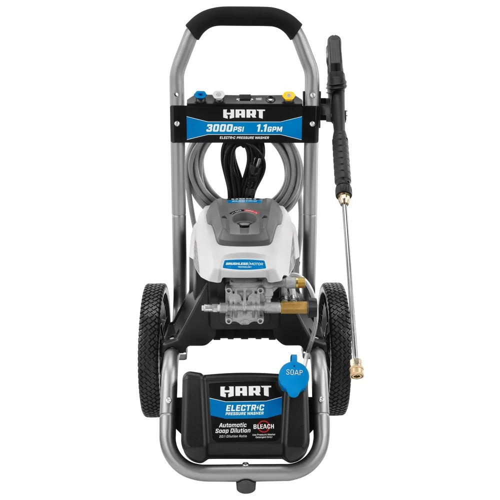 3000PSI Electric Pressure Washer Brushless Motor 1.1GPM 25ft Hose Quick Connect Nozzles On-board Storage Heavy Duty Cleaning