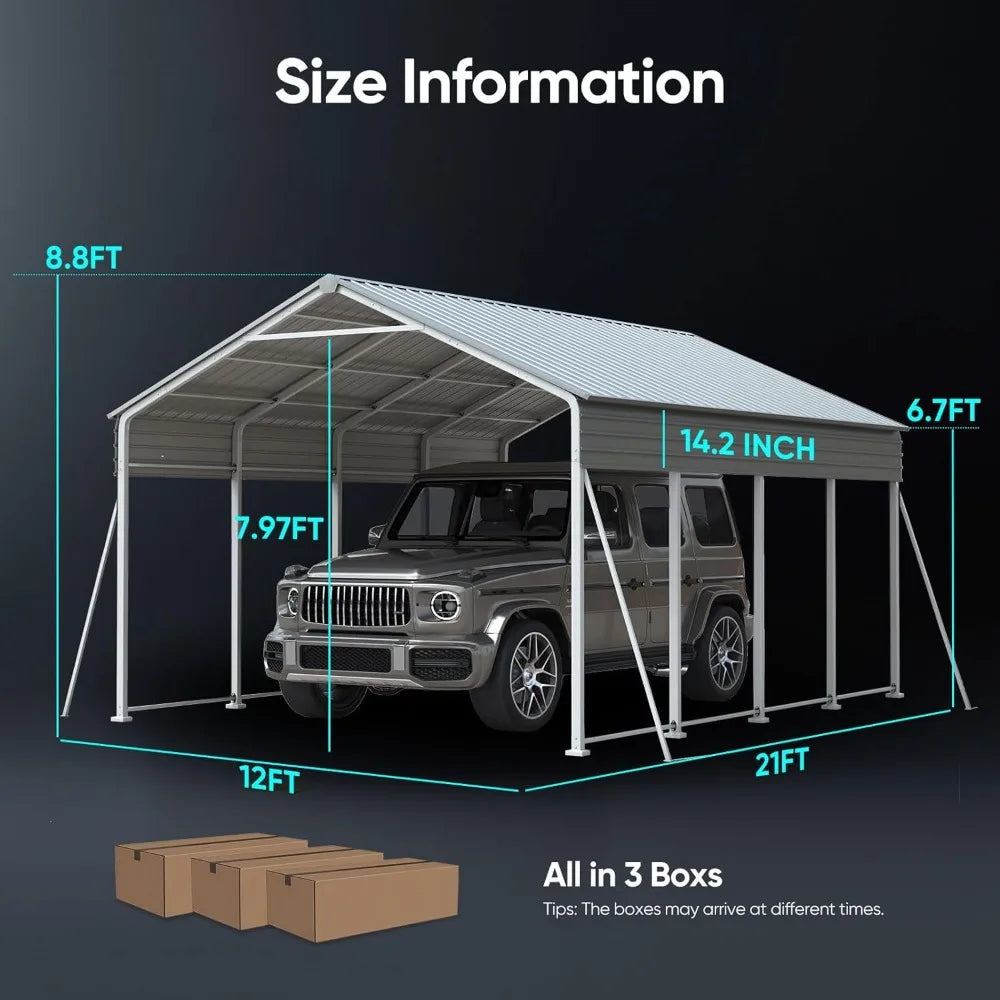 Heavy Duty Vertical Roof Metal Carport All Weather Shelter