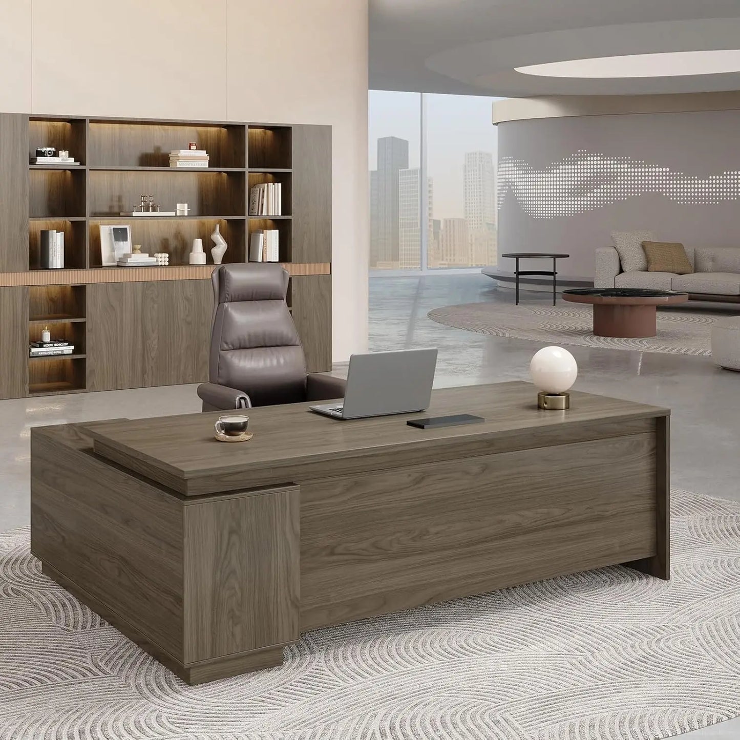 Huanzhuang L Shaped Executive Desk With Reversible Cabinets