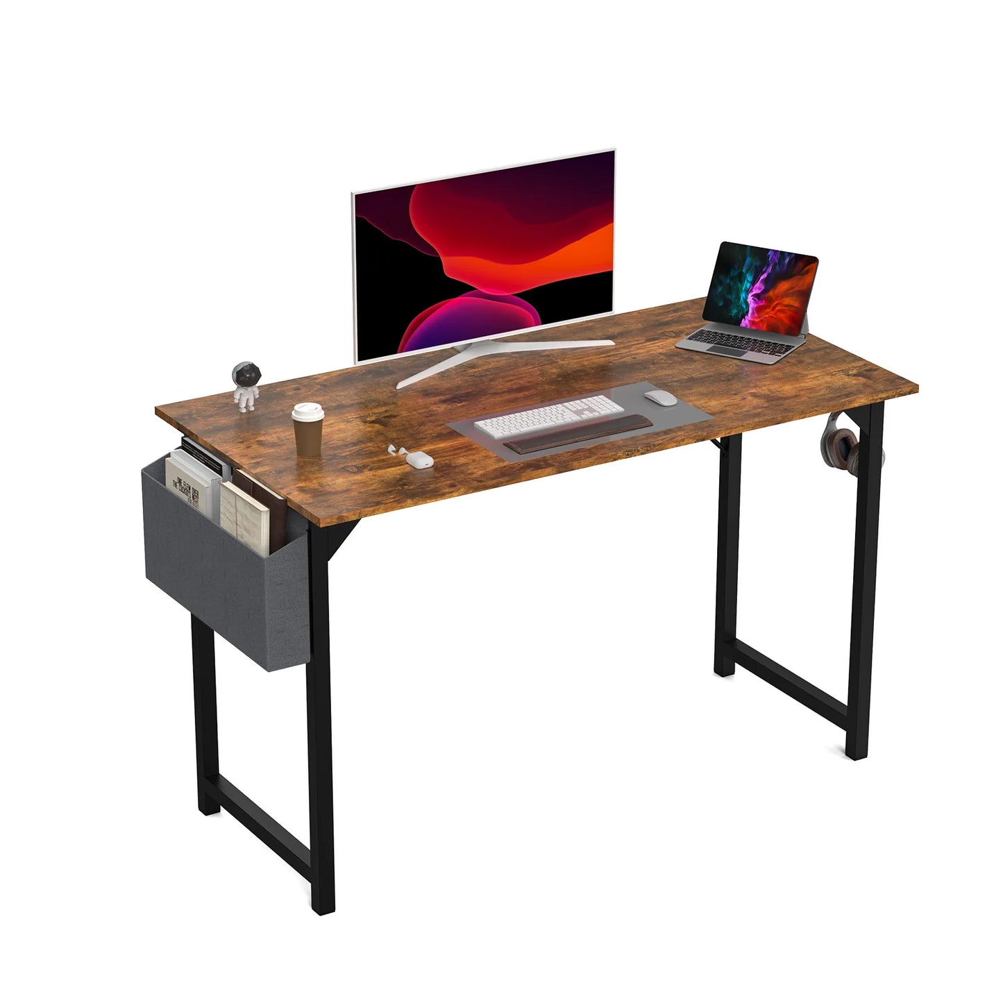 JHK Computer Desk Office Gaming Table with Side Bag Headphone Hook