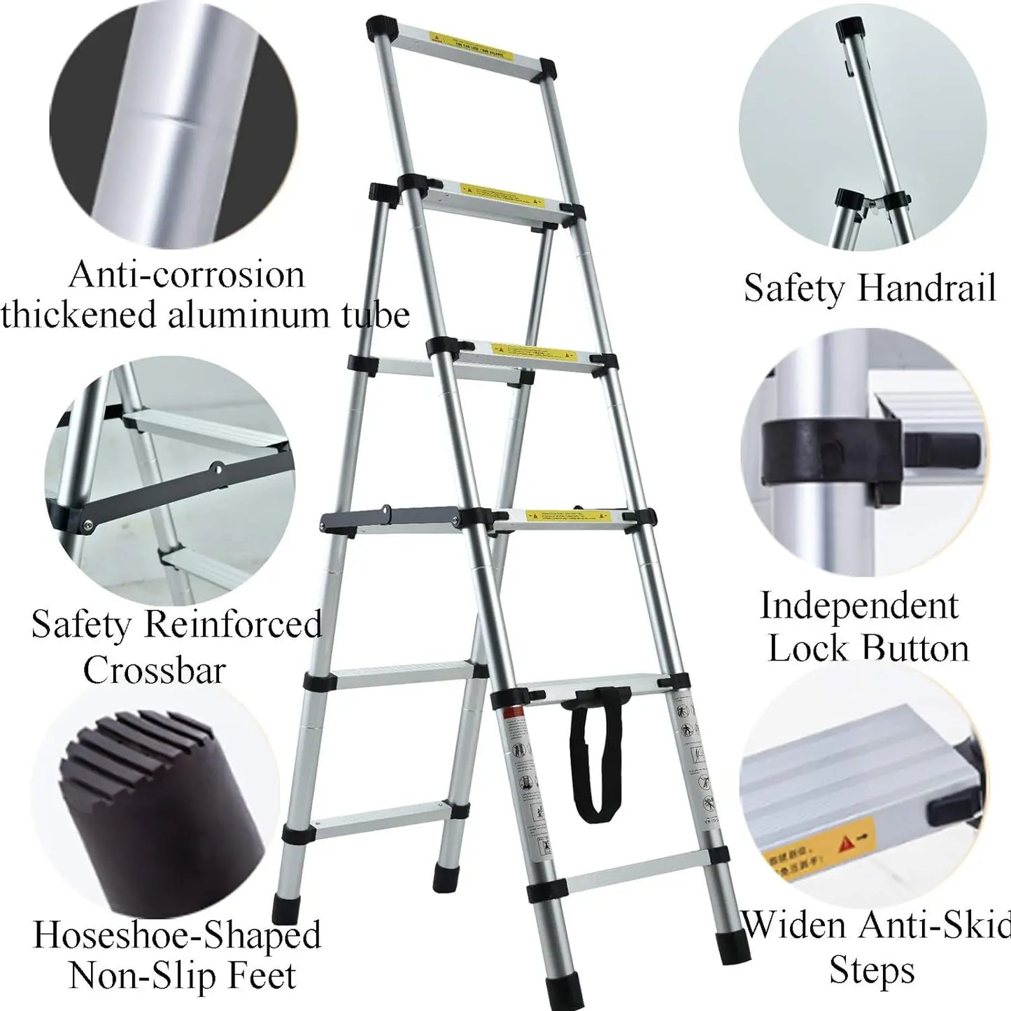 DayPlus Telescopic Aluminum Ladder Five And Six Step Extendable
