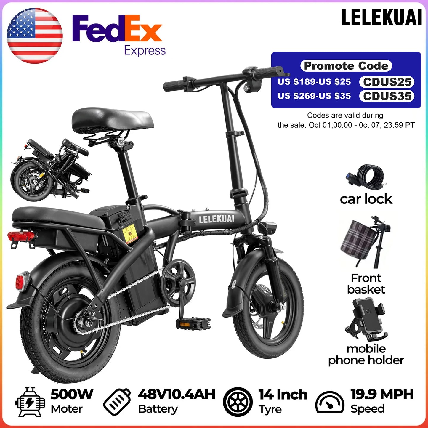 LELEKUAIFolded Folding Electric Bicycle T5-D Two Seat