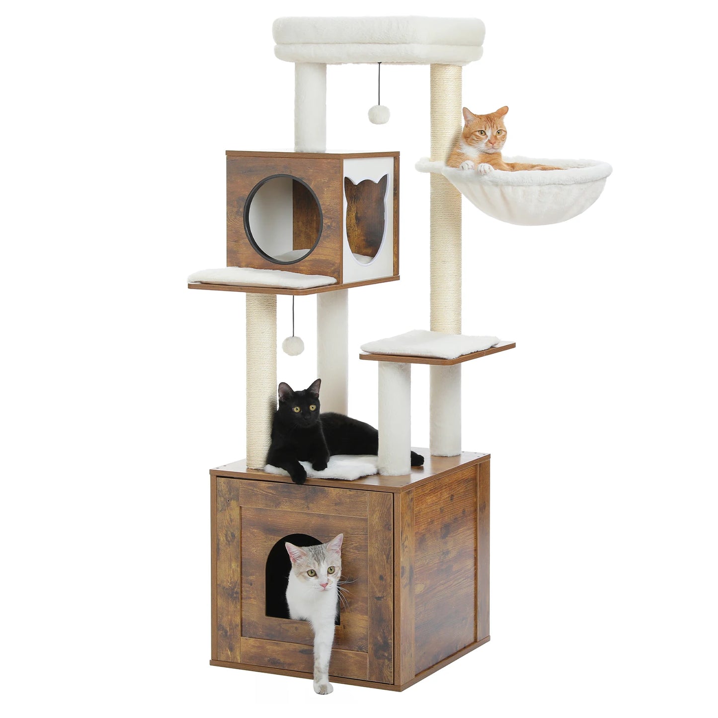 PAWZ Road Wood Cat Tree with Storage Cabinet Tower