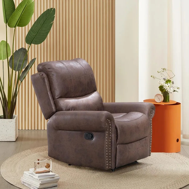 BestMassage Recliner Chair Reclining Recliner Sofa Couch Sofa Palomino Fabric Home Theater Seating Manual Recliner Motion