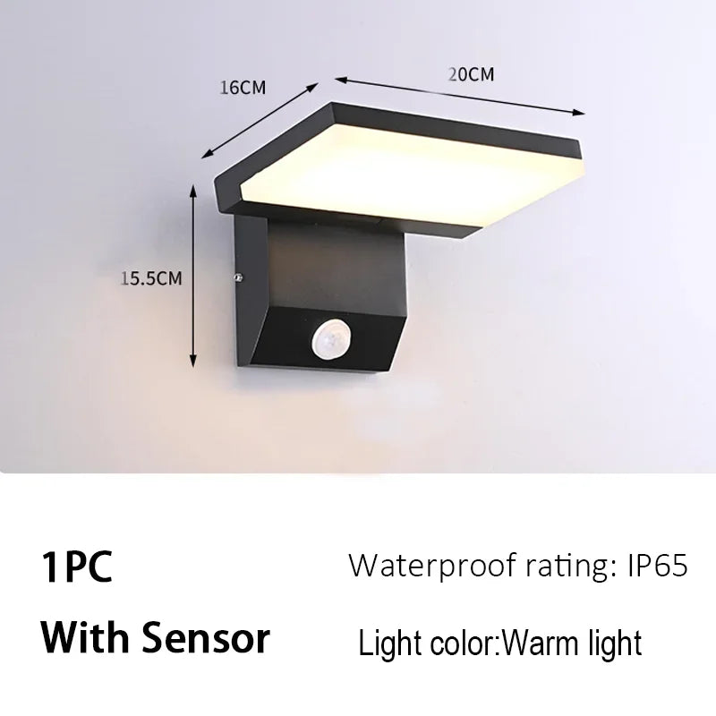RTONTR Outdoor LED Wall Lamp IP65 Sensor Courtyard Garden