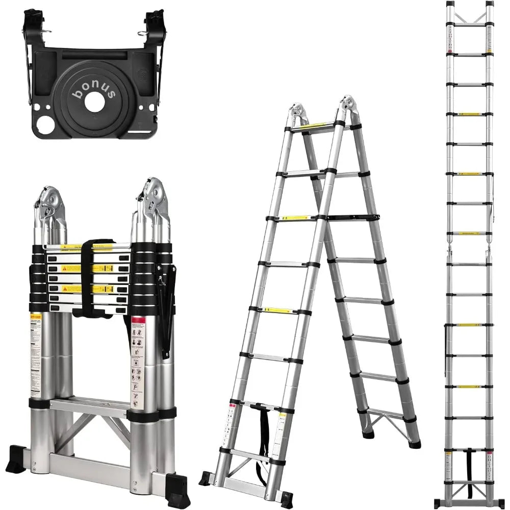 Telescoping A Frame Aluminum Ladder For Outdoor Use