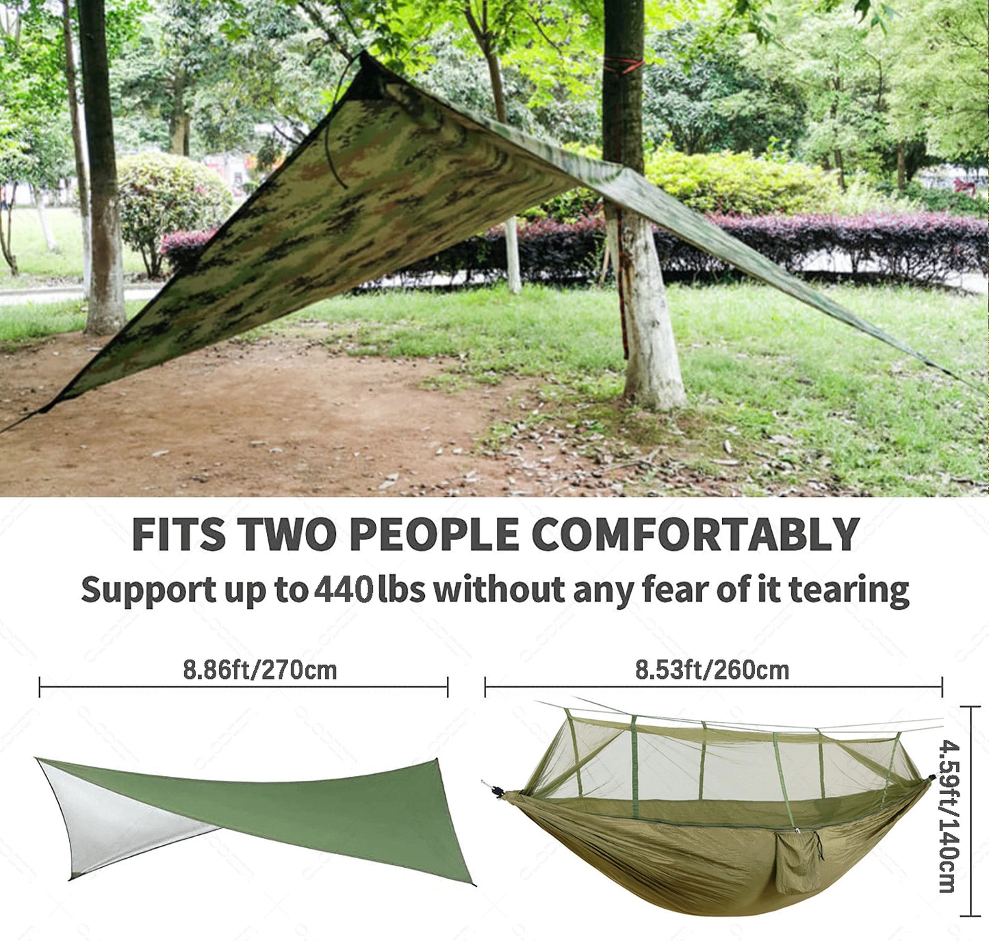 Anti Outdoor Camping Hammock With Mosquito Net And Rain Tent Equipment Shelters Camp Bed Survival Portable Hammock