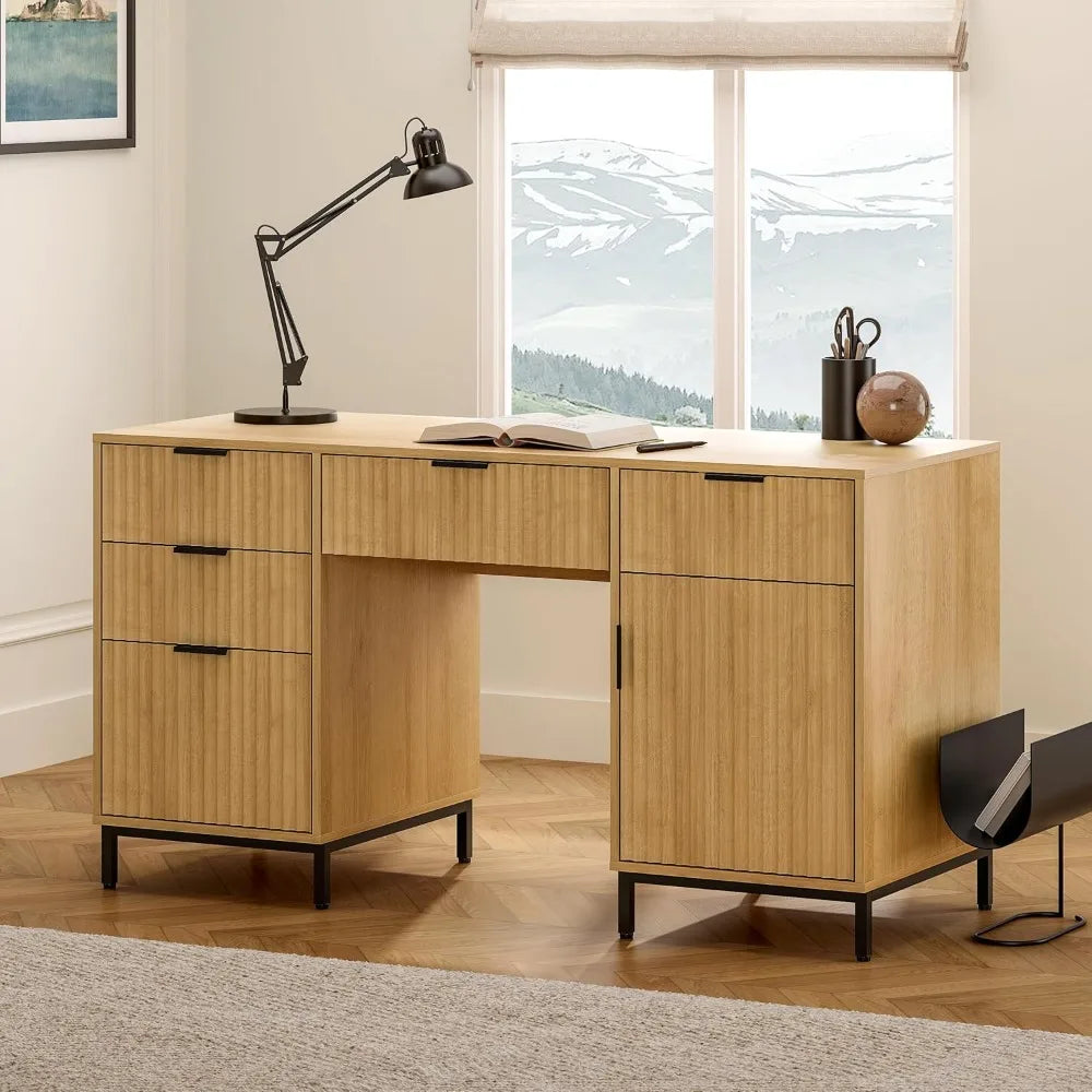DAFIFY Fluted Executive Desk With File Drawer