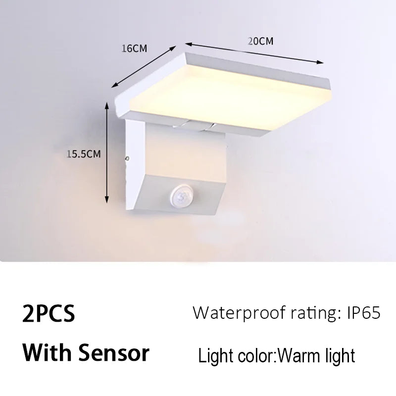 RTONTR Outdoor LED Wall Lamp IP65 Sensor Courtyard Garden