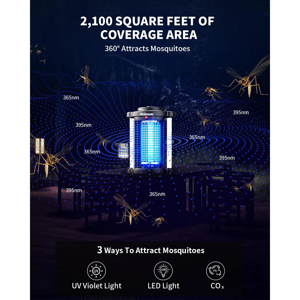 Minimoon Dual LED Bug Zapper Outdoor 4200V Fly Trap