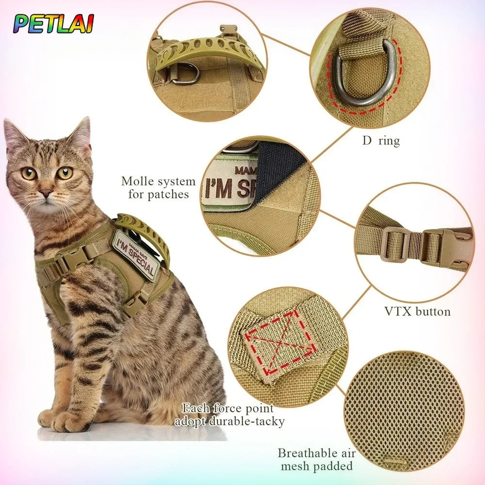High-concerned Cat Tactical Harness And Leash Set For Walking