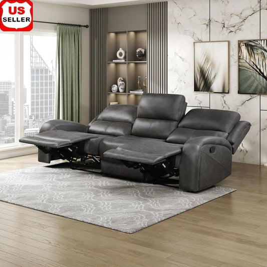 Transitional Dual Recliner Sofa with Plush Padding Home Theater Seating