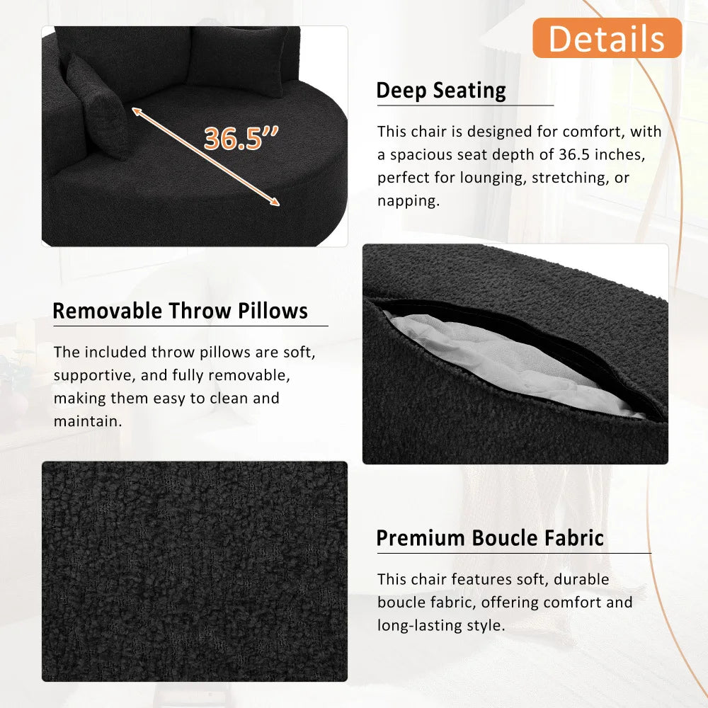 Filler 360 Degree Swivel Barrel Chair With Pillows Included