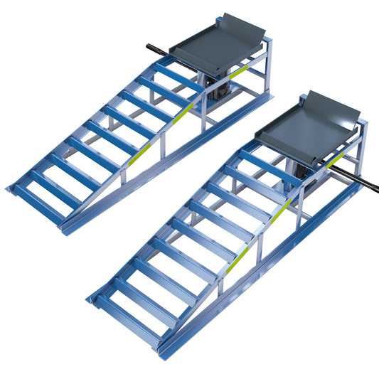 2-Piece Set of Car Ramps, Steel Hydraulic Ramps for Garage