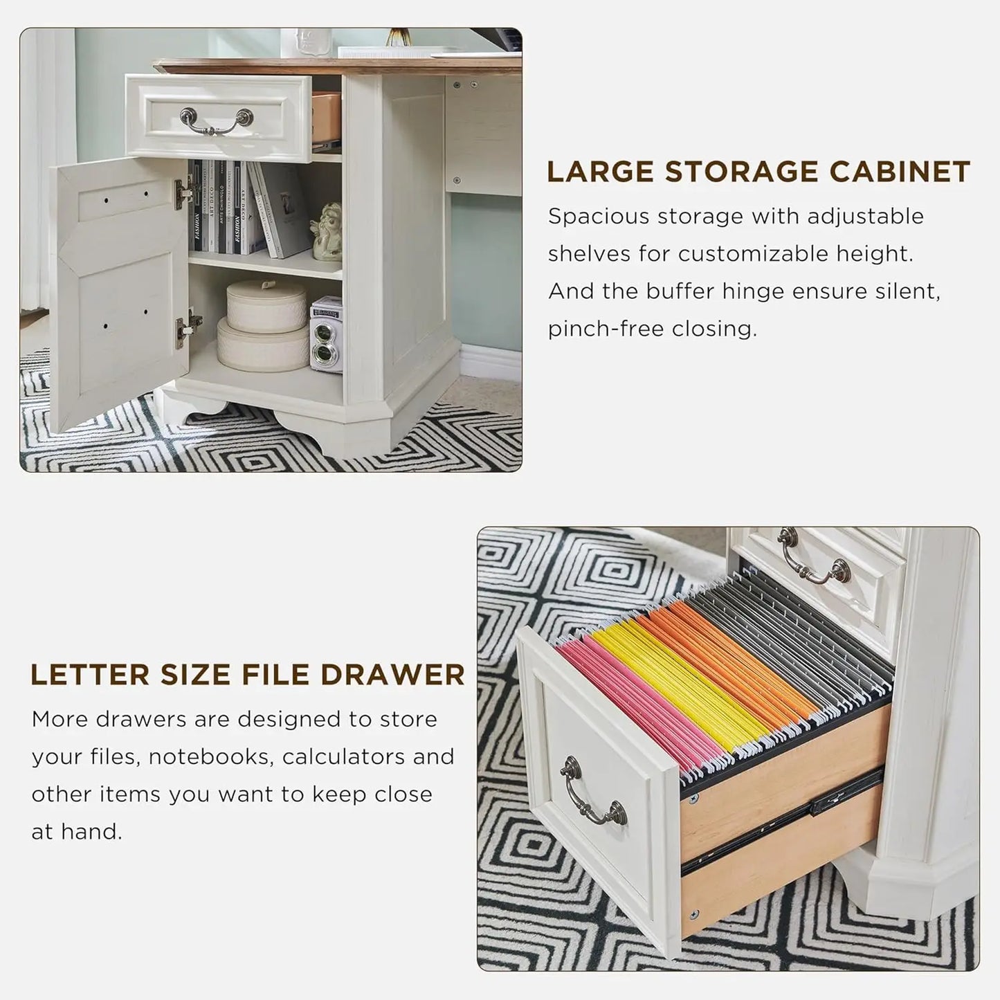 XMSJ L Shaped Executive Desk With Hutch And Storage