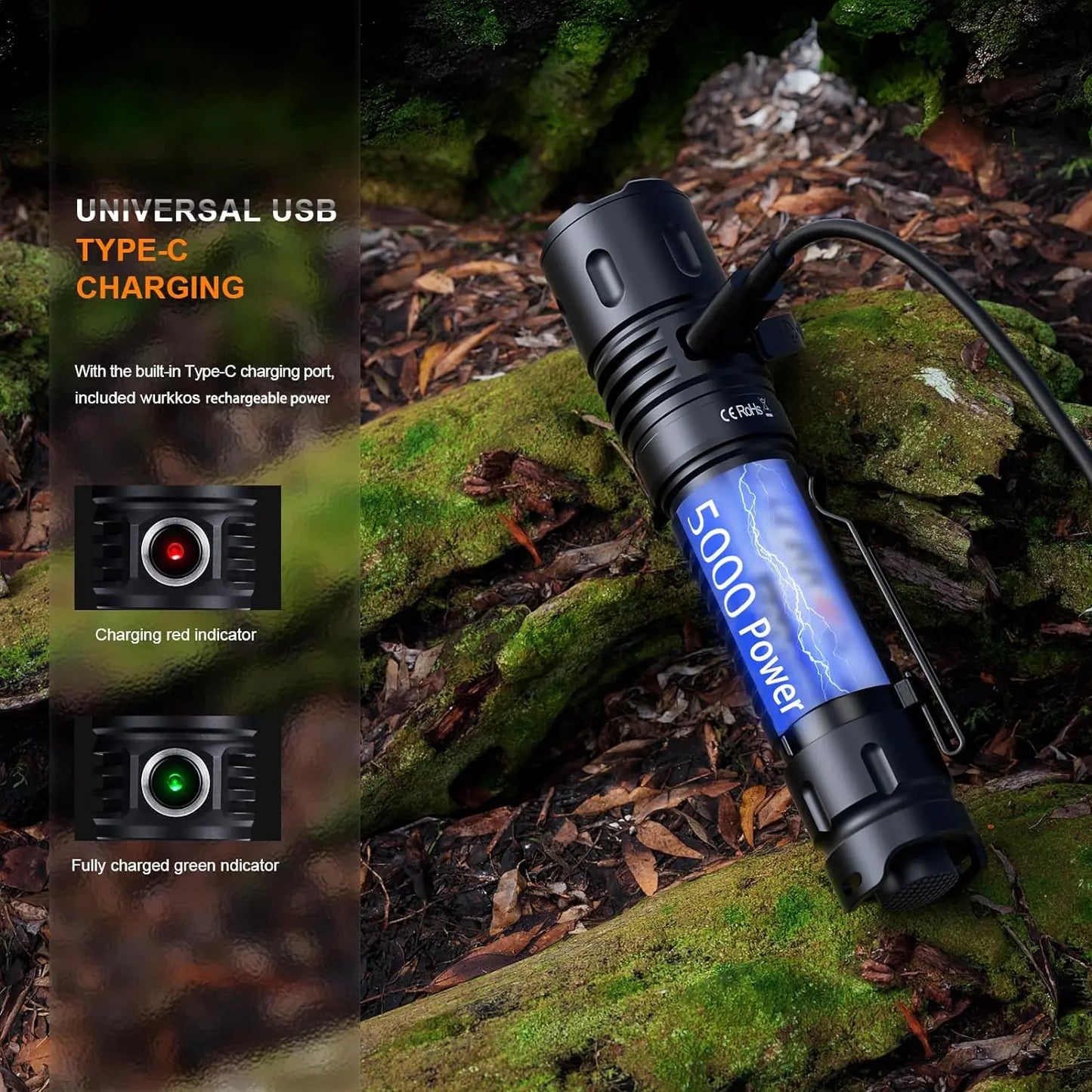 Wurkkos TD04 Rechargeable Tactical Flashlight XHP50D