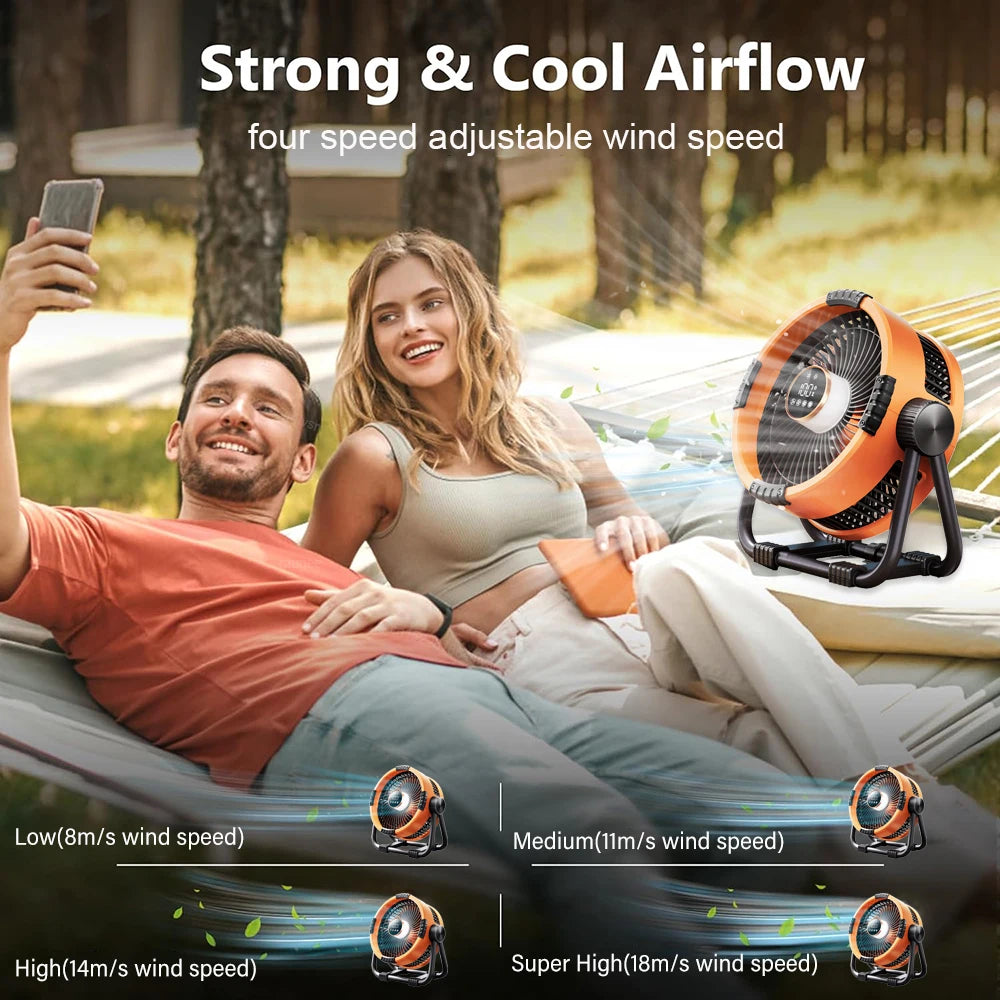 Camping Fan 20000mAh Wireless Outdoor Tent Camping Fan Portable Air Circulator Cooling Ceiling Fan with LED Light Remote Control