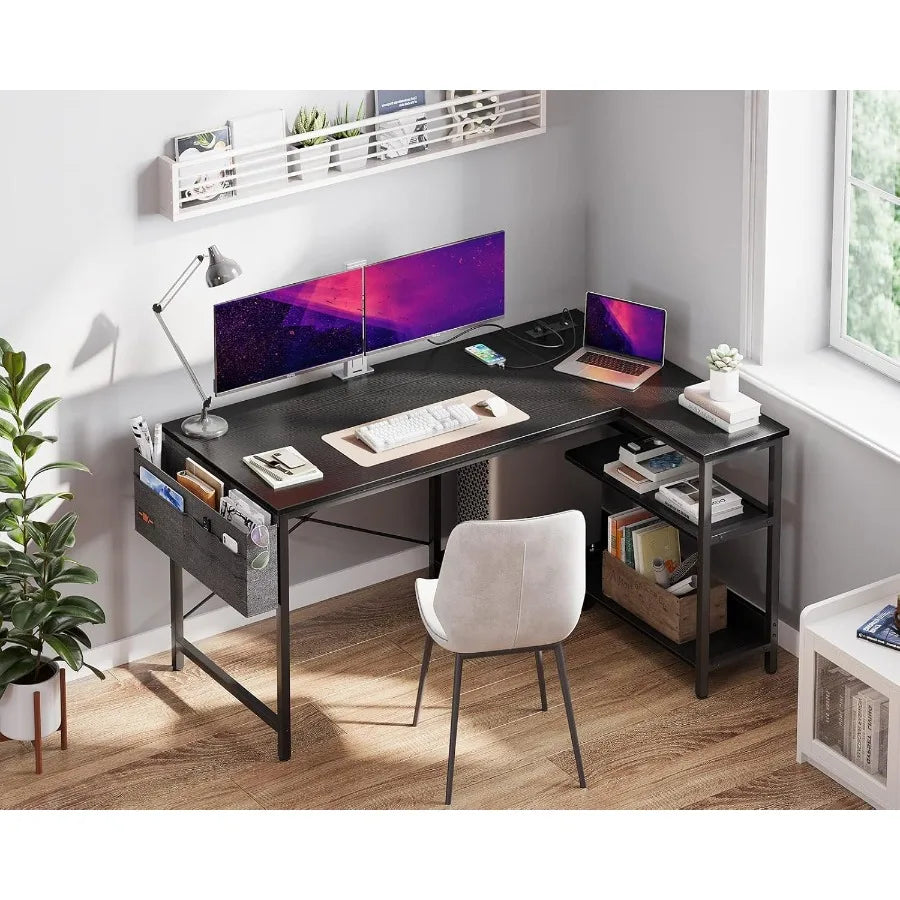 ODK L Shaped Computer Desk With Power Outlets USBC