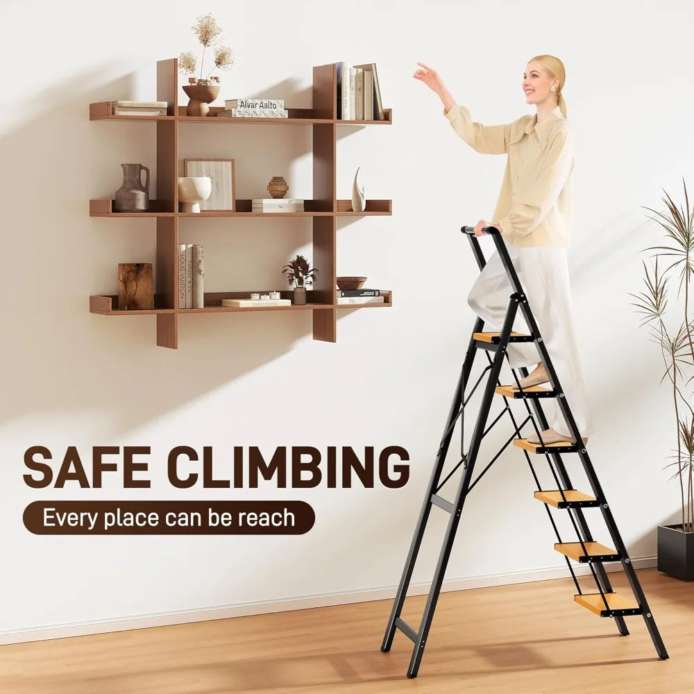 Aluminum Folding Step Ladder With Anti Slip Wide Pedals