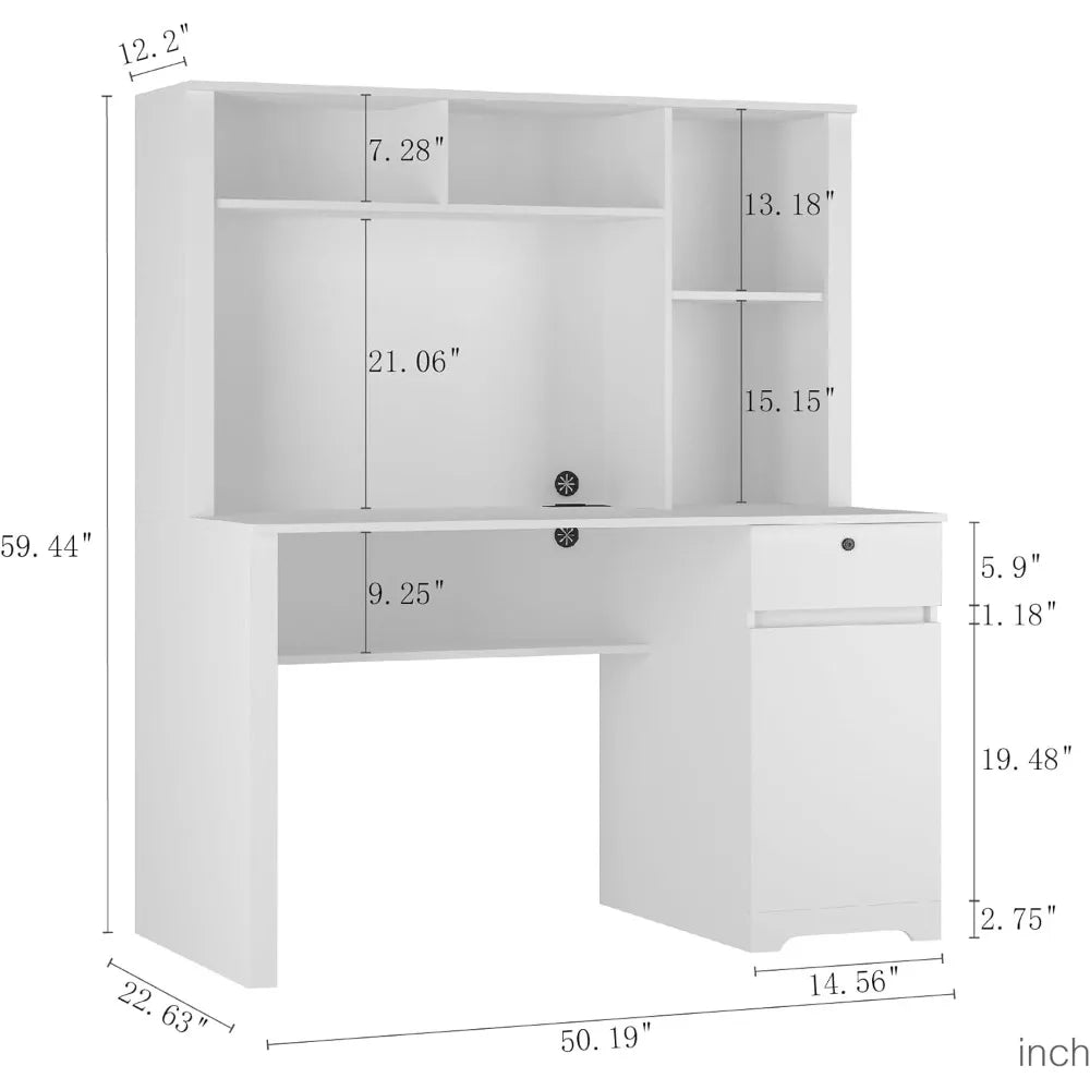 HUANZHUANG Computer Desk With Hutch USB Ports And Outlets