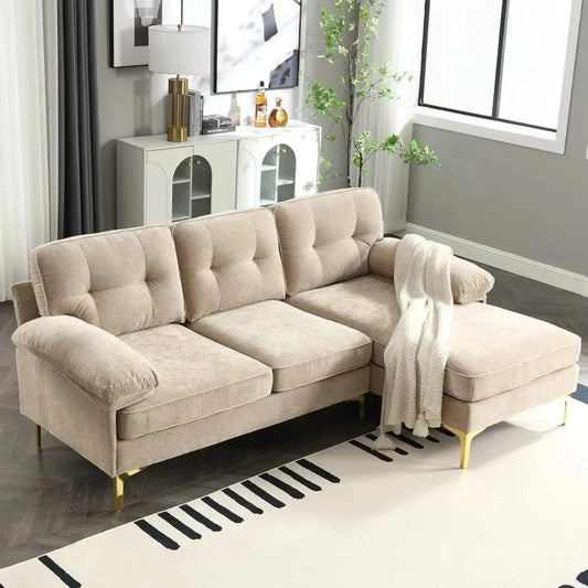 Convertible Sectional Sofa with Chaise Upholstered 3 Seater