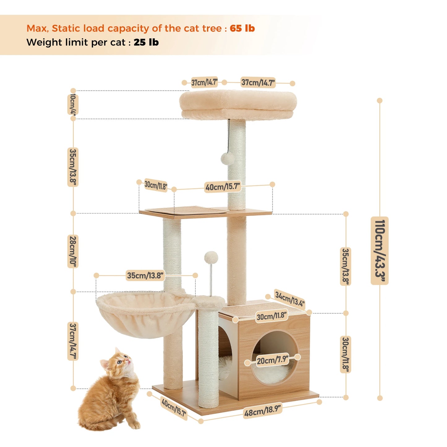 PAWZ Road Multi-Level Wood Cat Tree